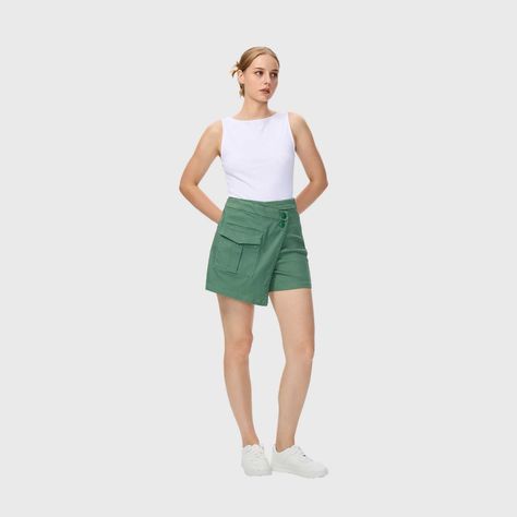 Short Mujer Estilo Falda Verde Militar Fashion's Park-3