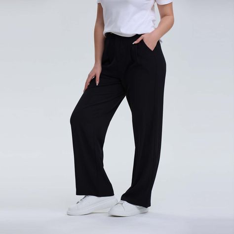 Pantalón Mujer Palazzo Cintrua Elastica Negro Fashion´s Park-1