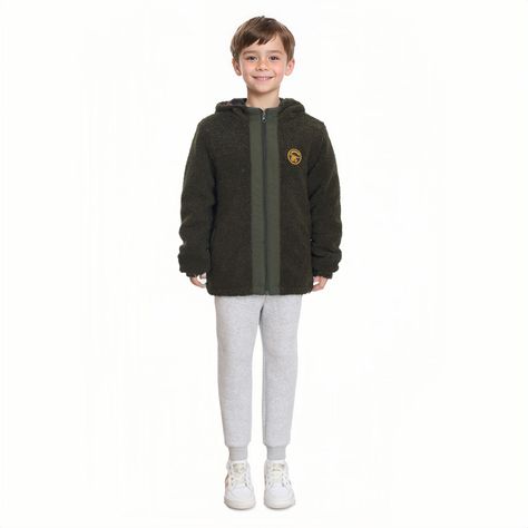 Chaqueta Niño Reversible Verde Militar-2