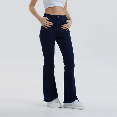 Jeans Mujer Flare Cinturón Azul Oscuro Fashion´s Park-1