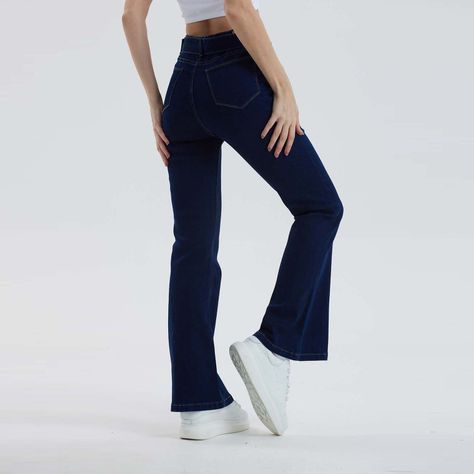 Jeans Mujer Flare Cinturón Azul Oscuro Fashion´s Park-2