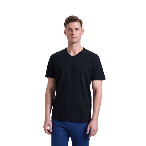 Polera Hombre Cuello V Básica Negro Fashion's Park-0