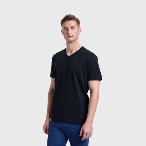 Polera Hombre Cuello V Básica Negro Fashion's Park-1