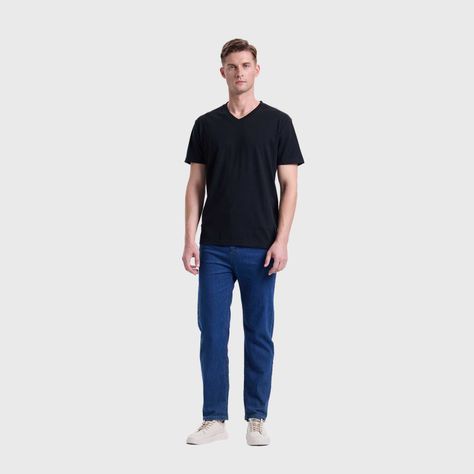 Polera Hombre Cuello V Básica Negro Fashion's Park-3
