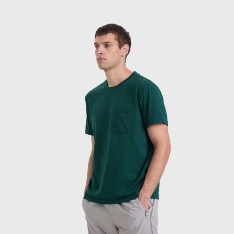 Polera Hombre Básica Bolsillo Verde Oscuro Fashion's Park-1