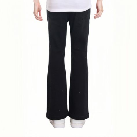 Jeans Niña Flare Estampado Y Liso Negro-1