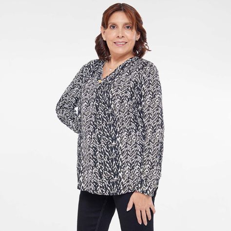 Blusa Pinza Frontal Casual Negro-1