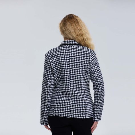 Blazer Mujer Pied De Poule Con Solapa Negro-2