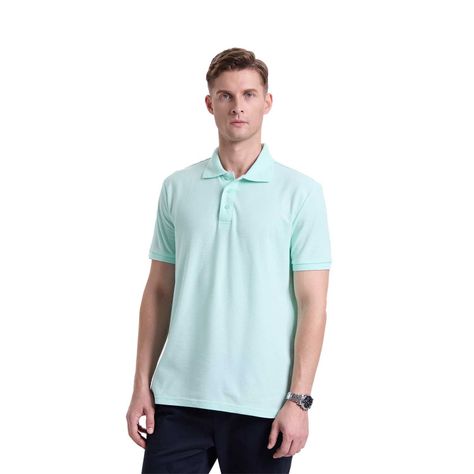 Polera Hombre Pique Lisa Básica Verde Agua Fashion's Park-0