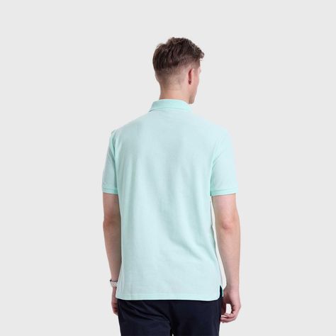 Polera Hombre Pique Lisa Básica Verde Agua Fashion's Park-2