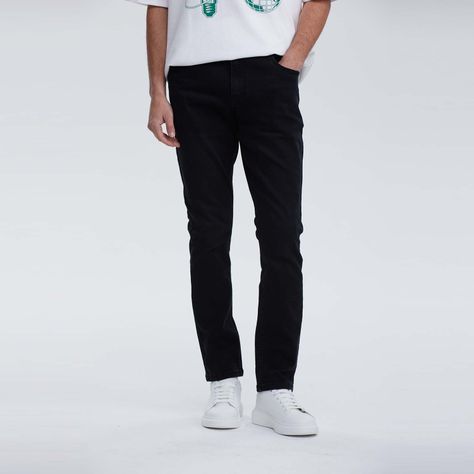 Jeans Hombre Skinny Desgaste Negro-0