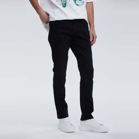 Jeans Hombre Skinny Desgaste Negro-1
