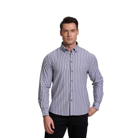 Camisa Hombre Rayas Premium Gris Fashion's Park-0