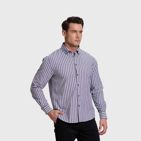 Camisa Hombre Rayas Premium Gris Fashion's Park-1