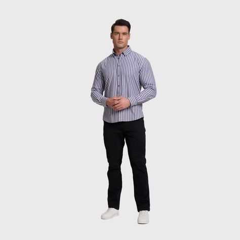 Camisa Hombre Rayas Premium Gris Fashion's Park-3