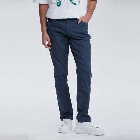 Jeans Hombre Slim Color Petroleo-0
