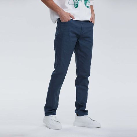 Jeans Hombre Slim Color Petroleo-1
