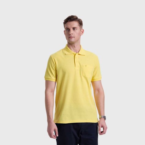 Polera Hombre Pique Básica Lisa Amarillo Fashion's Park-1