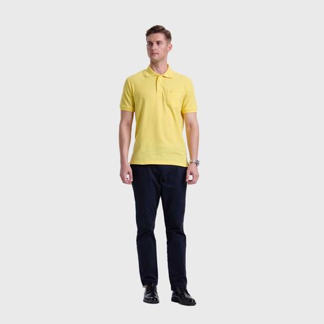 Polera Hombre Pique Básica Lisa Amarillo Fashion's Park-3