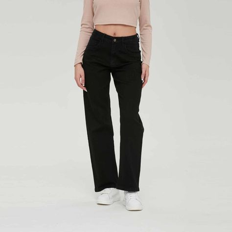 Jeans Mujer Wide Leg Wide Leg Negro Fashion´s Park-0