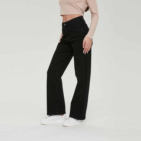 Jeans Mujer Wide Leg Wide Leg Negro Fashion´s Park-2