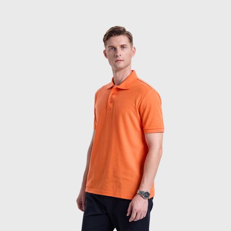 Polera Hombre Pique Lisa Básica Naranjo Fashion's Park-1
