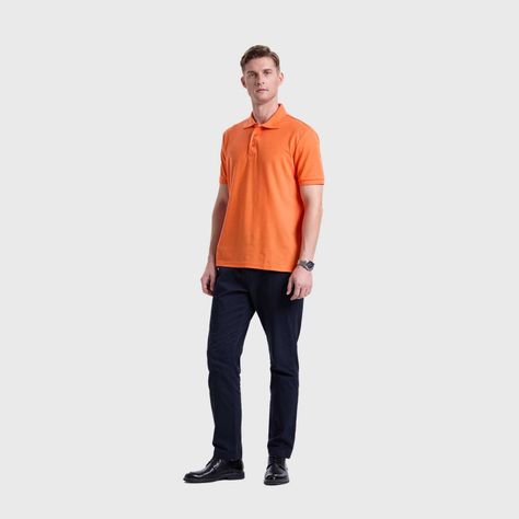 Polera Hombre Pique Lisa Básica Naranjo Fashion's Park-3
