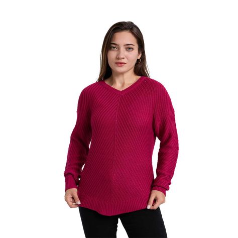 Sweater Mujer Listado Fucsia Oscuro-0