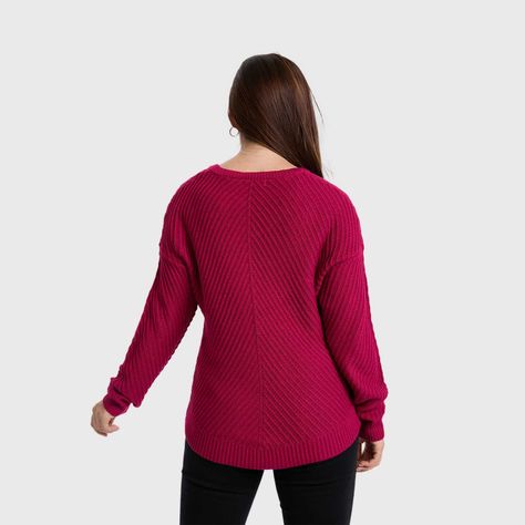 Sweater Mujer Listado Fucsia Oscuro-2
