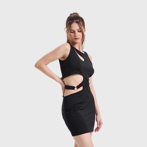 Vestido Mujer Cut Out Negro Fashions Park-1