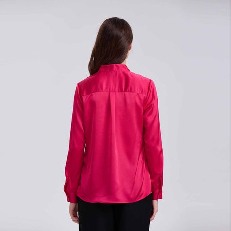 Blusa Mujer Lisa Con Lazo Fucsia-2