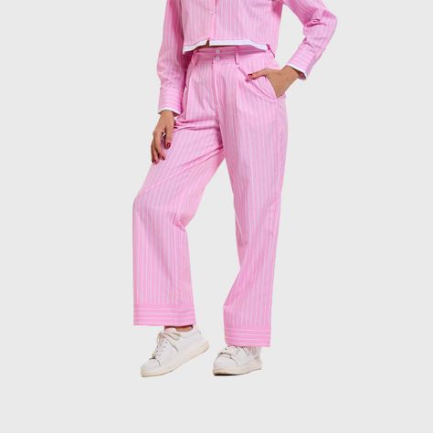 Pantalón Mujer Sastre Strass Pinza Rosado Fashion's Park-1