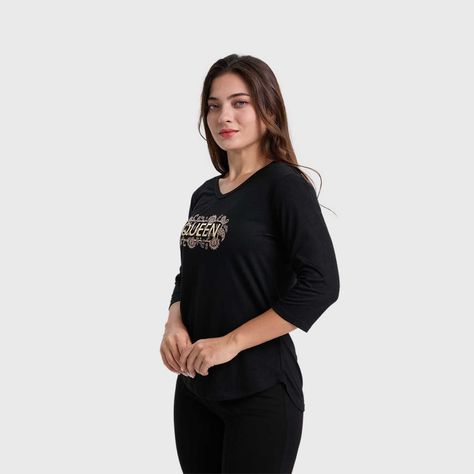 Polera Mujer Larga Aplicación Negro Fashion´s Park-1