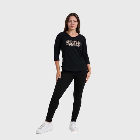 Polera Mujer Larga Aplicación Negro Fashion´s Park-3