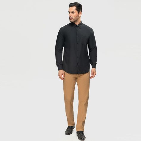 Camisa Oxford Hombre Negro Fsp Hombre Fashion'S Park-3
