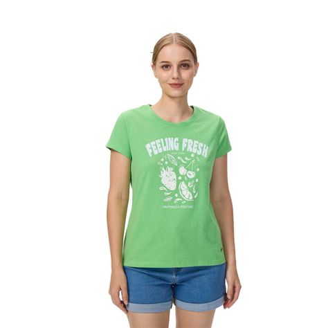 Polera Mujer Básica Print Verde Menta Fashions Park-0