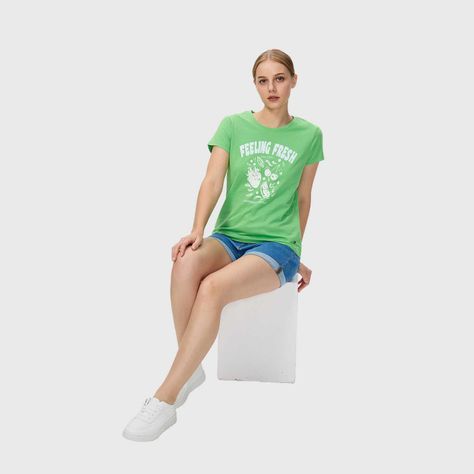 Polera Mujer Básica Print Verde Menta Fashions Park-1