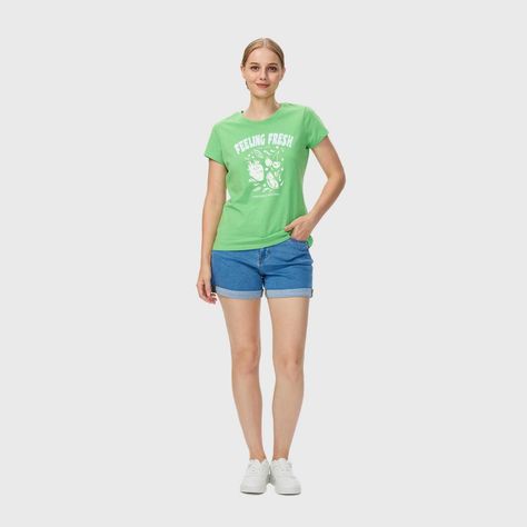 Polera Mujer Básica Print Verde Menta Fashions Park-3