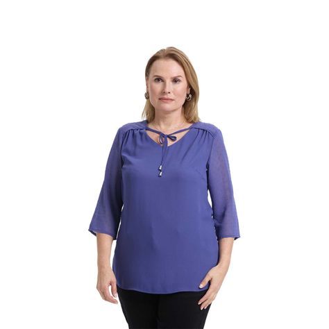 Blusa Mujer Cuello V Rapport Azul Fashion's Park-0