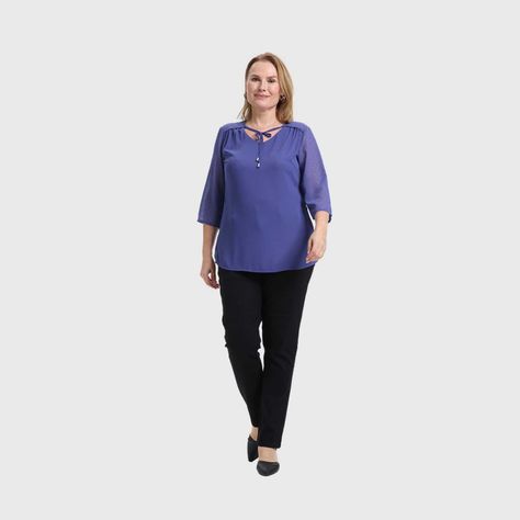 Blusa Mujer Cuello V Rapport Azul Fashion's Park-3