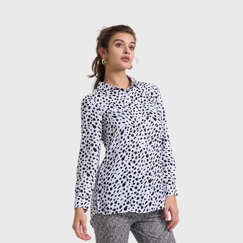 Blusa Mujer Abotonada Blanco / Negro-1