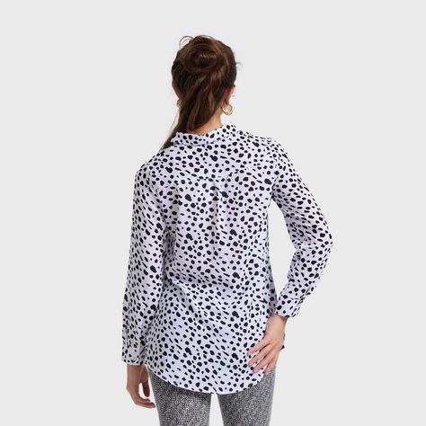 Blusa Mujer Abotonada Blanco / Negro-2