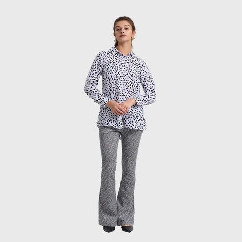 Blusa Mujer Abotonada Blanco / Negro-3