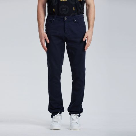 Jeans Hombre Slim Color Azul Marino-0
