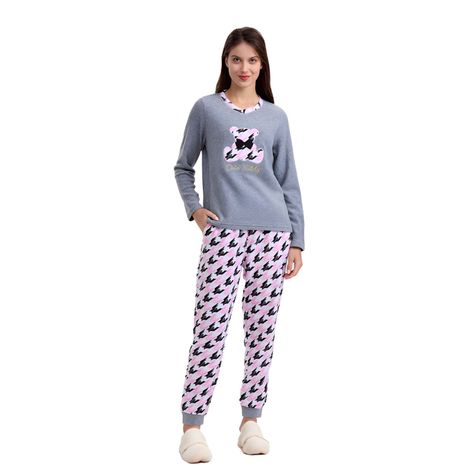 Pijama Mujer Estampado Gris-0