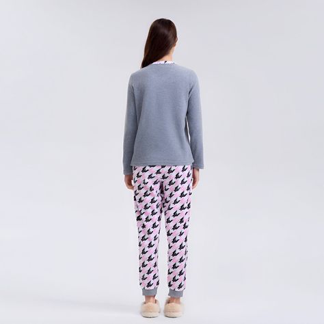 Pijama Mujer Estampado Gris-1