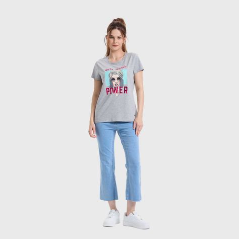 Polera Mujer Básica Print Gris Fashion's Park-3