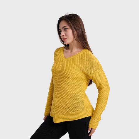 Sweater Mujer Listado Mostaza-1