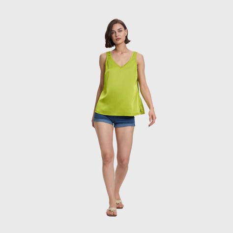 Blusa Mujer Lisa Satinada Verde Pistacho Fashion's Park-3