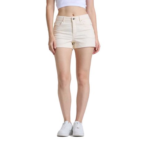 Short Mujer Color Tiro Alto Beige Fashions Park-0